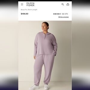 Eileen Fischer Waffle Cotton Blend Doubleknit Hooded Loungewear Set in Lunette